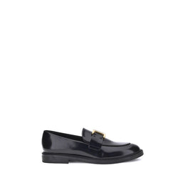 Chloé Black Calf Leather Bos Taurus Slip-On Loafers