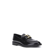 Chloé Black Calf Leather Bos Taurus Slip-On Loafers