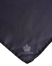 Dolce & Gabbana Blue DG Crown Silk Square Men Foulard Scarf