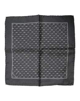 Dolce & Gabbana Black Fish Print Silk Square Men Foulard Scarf