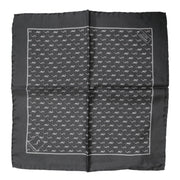 Dolce & Gabbana Black Fish Print Silk Square Men Foulard Scarf