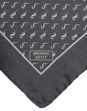 Dolce & Gabbana Black Fish Print Silk Square Men Foulard Scarf