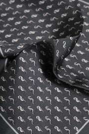 Dolce & Gabbana Black Fish Print Silk Square Men Foulard Scarf