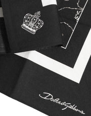Dolce & Gabbana Black White Printed Square Men Foulard Scarf