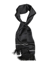 Dolce & Gabbana Black White Polka Dot Fringes Foulard Scarf
