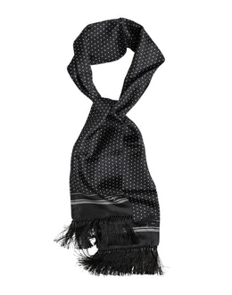 Dolce & Gabbana Black White Polka Dot Fringes Foulard Scarf