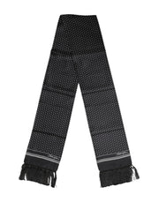 Dolce & Gabbana Black White Polka Dot Fringes Foulard Scarf