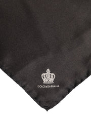 Dolce & Gabbana Brown DG Crown Silk Square Men Foulard Scarf