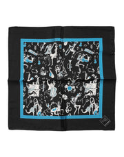 Dolce & Gabbana Black Jazz Club Silk Square Men Foulard Scarf