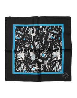 Dolce & Gabbana Black Jazz Club Silk Square Men Foulard Scarf