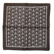 Dolce & Gabbana Brown Skull Silk Square Men Foulard Scarf