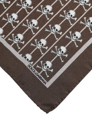 Dolce & Gabbana Brown Skull Silk Square Men Foulard Scarf