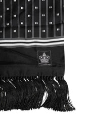 Dolce & Gabbana Black Silk Printed Fringes Men Foulard Scarf