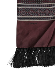 Dolce & Gabbana Maroon Dotted Silk Fringes Foulard Scarf