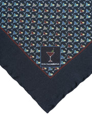 Dolce & Gabbana Blue Cocktail Silk Square Foulard Scarf