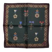 Dolce & Gabbana Green Medals Silk Square Foulard Scarf