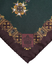 Dolce & Gabbana Green Medals Silk Square Foulard Scarf