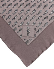 Dolce & Gabbana Brown Sea Horse Silk Square Foulard Scarf