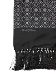 Dolce & Gabbana Black Patterned Fringes Men Foulard Scarf