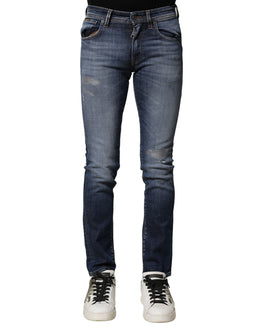Dolce & Gabbana Blue Washed Cotton Slim Fit Men Denim Jeans