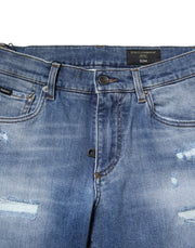 Dolce & Gabbana Blue Washed Cotton Skinny Men Denim Jeans