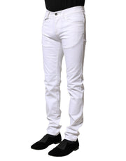 Dolce & Gabbana White Cotton Skinny Men Denim Jeans