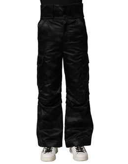 Dolce & Gabbana Black Nylon DG Logo Straight Pants