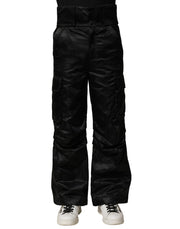 Dolce & Gabbana Black Nylon DG Logo Straight Pants