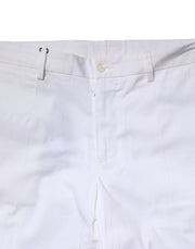 Dolce & Gabbana White Cotton Straight Logo Men Pants