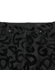 Dolce & Gabbana Gray Cotton DG Logo Straight Men Denim Jeans
