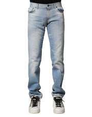 Dolce & Gabbana Light Blue Washed Straight Fit Denim Jeans