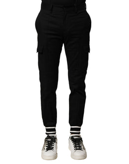Dolce & Gabbana Black Cotton Cargo Joggers Men Pants