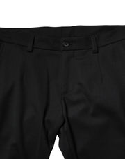 Dolce & Gabbana Black Wool Men Skinny Mid Waist Pants