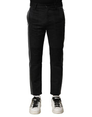 Dolce & Gabbana Black Gray Cotton Tapered Men Pants