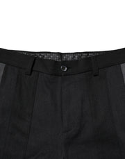 Dolce & Gabbana Black Gray Cotton Tapered Men Pants