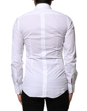 Dolce & Gabbana White GOLD Cotton Poplin Formal Dress Shirt