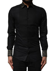 Dolce & Gabbana Black Cotton GOLD Long Sleeves Dress Shirt