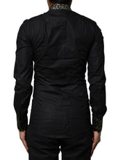 Dolce & Gabbana Black Cotton GOLD Long Sleeves Dress Shirt