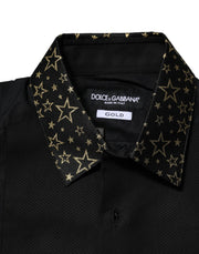 Dolce & Gabbana Black Cotton GOLD Long Sleeves Dress Shirt