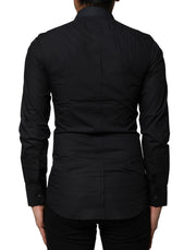 Dolce & Gabbana Black Cotton GOLD Long Sleeves Dress Shirt