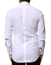 Dolce & Gabbana White Cotton GOLD Long Sleeves Dress Shirt