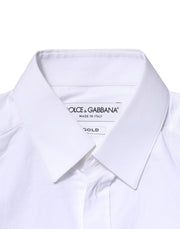 Dolce & Gabbana White Cotton GOLD Long Sleeves Dress Shirt