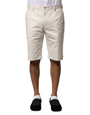 Dolce & Gabbana Beige Cotton Stretch Mid Waist Bermuda Shorts
