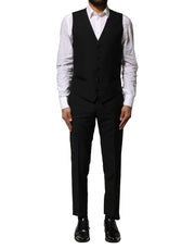 Dolce & Gabbana Black Wool 3 Piece Single Breasted Suit