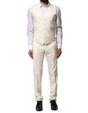 Dolce & Gabbana Ivory Wool 3 Piece Single Breasted Suit