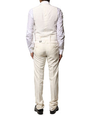 Dolce & Gabbana Ivory Wool 3 Piece Single Breasted Suit