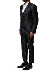 Dolce & Gabbana Black Jacquard 3 Piece Single Breasted Suit