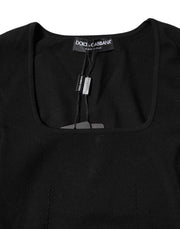Dolce & Gabbana Black Square Neck Long Sleeves Pullover Top