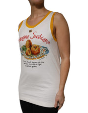 Dolce & Gabbana White Araneine Siciliane Sleeveless Tank Top