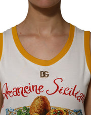 Dolce & Gabbana White Araneine Siciliane Sleeveless Tank Top